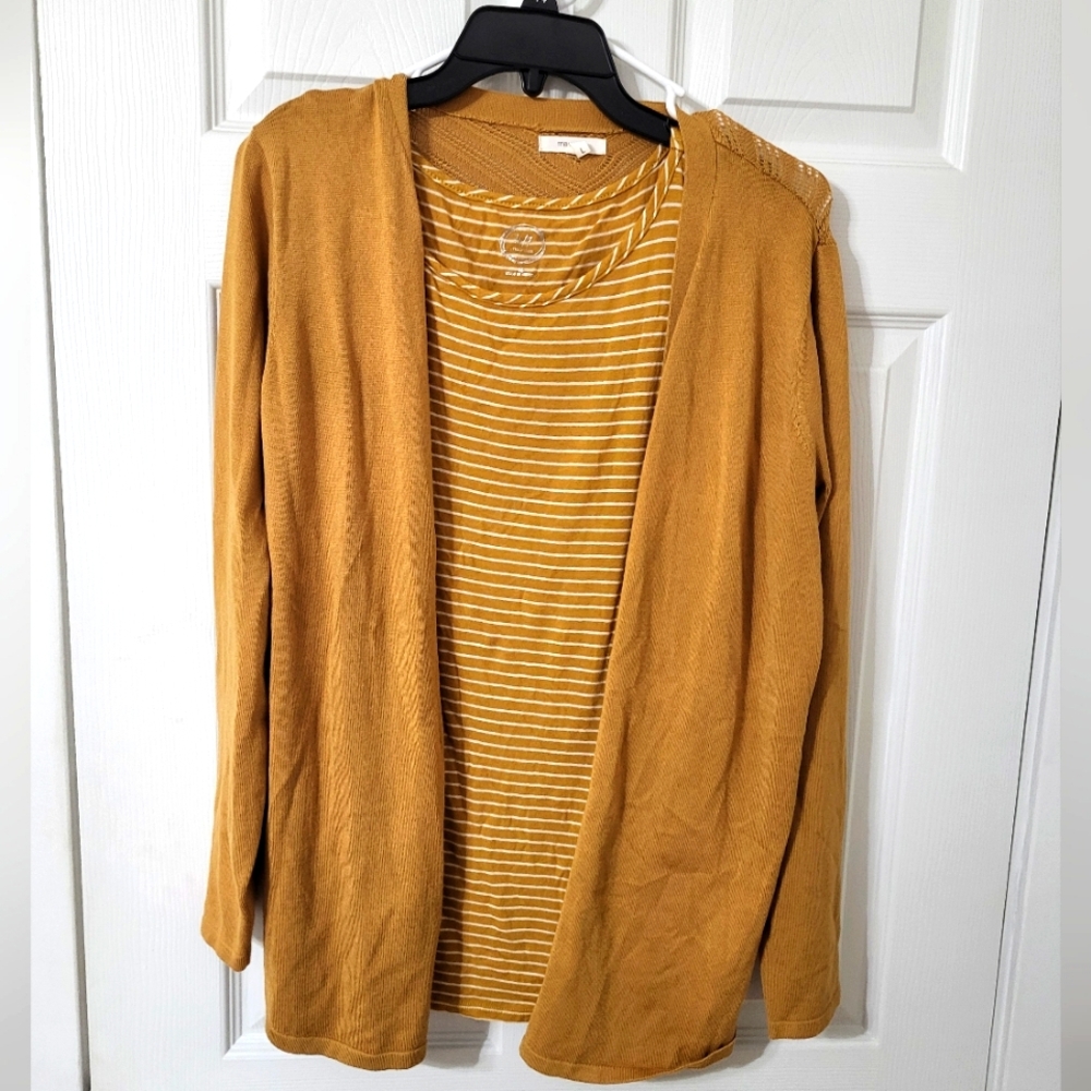 Marices cardigan & tank, tank size Medium,  cardigan size Large, mustard color